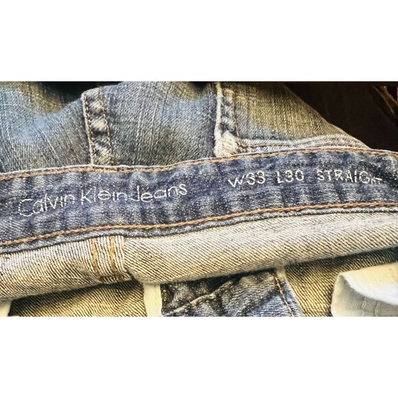 Calvin Klein Mens W33 L30 Straight Leg Jeans distressed SEE Picts - Picture 3 of 10